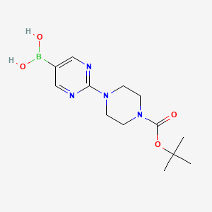 (2-(4-(tert-Butoxycarbonyl)piperazin-1-yl)pyrimidin-5-yl)boronic acid chemical structure (CAS 1448461-87-7)