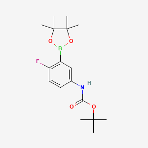 tert-Butyl (4-fluoro-3-(4,4,5,5-tetramethyl-1,3,2-dioxaborolan-2-yl)phenyl)carbamate chemical structure (CAS 1449135-41-4)