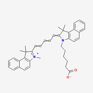 6-(1,1-Dimethyl-2-(5-(1,1,3-trimethyl-1H-benzo[e]indol-3-ium-2-yl)penta-2,4-dien-1-ylidene)-1,2-dihydro-3H-benzo[e]indol-3-yl)hexanoate chemical structure (CAS 1449612-07-0)