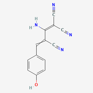 2-Amino-4-(4-hydroxyphenyl)buta-1,3-diene-1,1,3-tricarbonitrile chemical structure (CAS 144978-82-5)