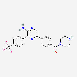 (4-(5-Amino-6-(4-(trifluoromethyl)phenyl)pyrazin-2-yl)phenyl)(piperazin-1-yl)methanone chemical structure (CAS 1450666-80-4)