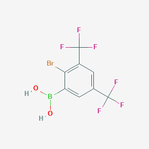 (2-Bromo-3,5-bis(trifluoromethyl)phenyl)boronic acid chemical structure (CAS 1451393-23-9)