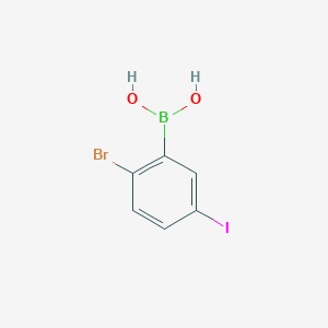 (2-Bromo-5-iodophenyl)boronic acid chemical structure (CAS 1451393-38-6)