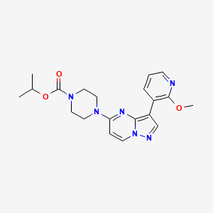 Isopropyl 4-(3-(2-methoxypyridin-3-yl)pyrazolo[1,5-a]pyrimidin-5-yl)piperazine-1-carboxylate chemical structure (CAS 1454555-29-3)