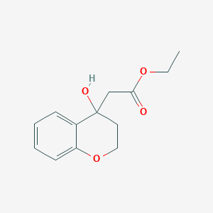 Ethyl 2-(4-hydroxychroman-4-yl)acetate chemical structure (CAS 1458514-25-4)
