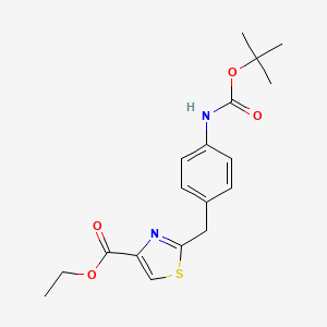 Ethyl 2-(4-((tert-butoxycarbonyl)amino)benzyl)thiazole-4-carboxylate chemical structure (CAS 1461708-07-5)