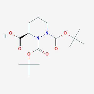 (R)-1,2-Bis(tert-butoxycarbonyl)hexahydropyridazine-3-carboxylic acid chemical structure (CAS 146232-51-1)