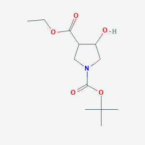 Ethyl 1-Boc-4-hydroxypyrrolidine-3-carboxylate chemical structure (CAS 146256-99-7)