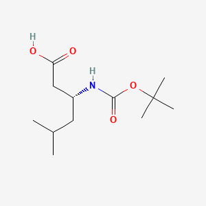 (R)-3-((tert-Butoxycarbonyl)amino)-5-methylhexanoic acid chemical structure (CAS 146398-18-7)