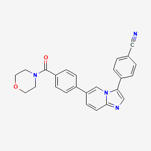 4-(6-(4-(Morpholine-4-carbonyl)phenyl)imidazo[1,2-a]pyridin-3-yl)benzonitrile chemical structure (CAS 1464151-33-4)