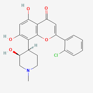 2-(2-Chlorophenyl)-5,7-dihydroxy-8-((3S,4R)-3-hydroxy-1-methylpiperidin-4-yl)-4H-chromen-4-one chemical structure (CAS 146426-40-6)