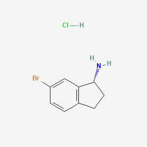 (R)-6-Bromo-2,3-dihydro-1H-inden-1-amine hydrochloride chemical structure (CAS 1466429-22-0)