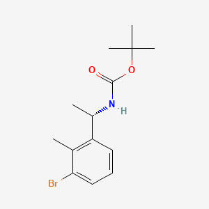tert-Butyl (S)-(1-(3-bromo-2-methylphenyl)ethyl)carbamate chemical structure (CAS 1466528-35-7)