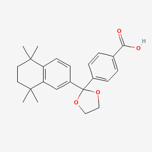 4-(2-(5,5,8,8-Tetramethyl-5,6,7,8-tetrahydronaphthalen-2-yl)-1,3-dioxolan-2-yl)benzoic acid chemical structure (CAS 146670-40-8)