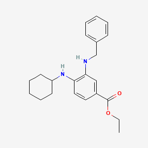 Ethyl 3-(benzylamino)-4-(cyclohexylamino)benzoate chemical structure (CAS 1467047-25-1)