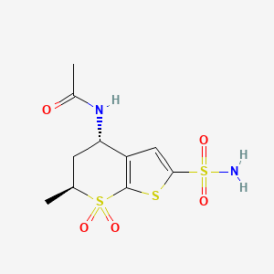 N-((4S,6S)-6-Methyl-7,7-dioxido-2-sulfamoyl-5,6-dihydro-4H-thieno[2,3-b]thiopyran-4-yl)acetamide chemical structure (CAS 147200-03-1)