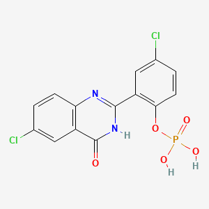 4-Chloro-2-(6-chloro-4-oxo-1,4-dihydroquinazolin-2-yl)phenyl dihydrogen phosphate chemical structure (CAS 147394-94-3)