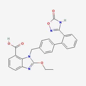 2-Ethoxy-1-((2'-(5-oxo-2,5-dihydro-1,2,4-oxadiazol-3-yl)-[1,1'-biphenyl]-4-yl)methyl)-1H-benzo[d]imidazole-7-carboxylic acid chemical structure (CAS 147403-03-0)