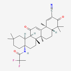 N-((4aS,6aR,6bS,8aR,12aS,14aR,14bS)-11-Cyano-2,2,6a,6b,9,9,12a-heptamethyl-10,14-dioxo-1,3,4,5,6,6a,6b,7,8,8a,9,10,12a,14,14a,14b-hexadecahydropicen-4a(2H)-yl)-2,2-difluoropropanamide chemical structure (CAS 1474034-05-3)