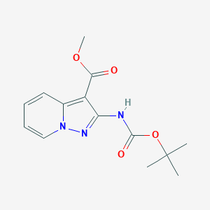 Methyl 2-((tert-butoxycarbonyl)amino)pyrazolo[1,5-a]pyridine-3-carboxylate chemical structure (CAS 1476799-73-1)