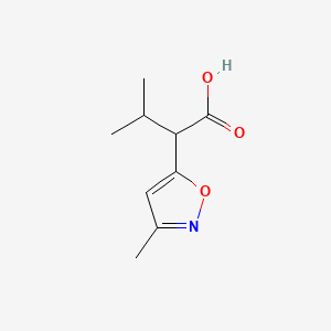 3-Methyl-2-(3-methylisoxazol-5-yl)butanoic acid chemical structure (CAS 1478137-38-0)