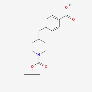 4-((1-(tert-Butoxycarbonyl)piperidin-4-yl)methyl)benzoic acid chemical structure (CAS 147969-86-6)