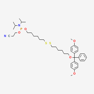 6-((6-(Bis(4-methoxyphenyl)(phenyl)methoxy)hexyl)disulfanyl)hexyl (2-cyanoethyl) diisopropylphosphoramidite chemical structure (CAS 148254-21-1)