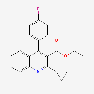 Ethyl 2-cyclopropyl-4-(4-fluorophenyl)quinoline-3-carboxylate chemical structure (CAS 148516-11-4)