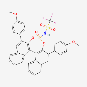 N-((11bR)-2,6-Bis(4-methoxyphenyl)-4-oxidodinaphtho[2,1-d:1',2'-f][1,3,2]dioxaphosphepin-4-yl)-1,1,1-trifluoromethanesulfonamide chemical structure (CAS 1486486-92-3)
