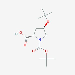 (2S,4R)-4-(tert-Butoxy)-1-(tert-butoxycarbonyl)pyrrolidine-2-carboxylic acid chemical structure (CAS 148983-07-7)