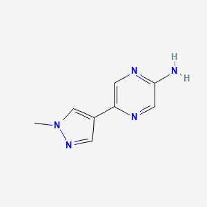 5-(1-Methyl-1H-pyrazol-4-yl)pyrazin-2-amine chemical structure (CAS 1490161-85-7)