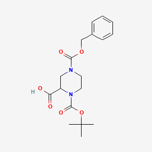 4-((Benzyloxy)carbonyl)-1-(tert-butoxycarbonyl)piperazine-2-carboxylic acid chemical structure (CAS 149057-19-2)