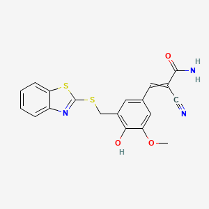 3-(3-((Benzo[d]thiazol-2-ylthio)methyl)-4-hydroxy-5-methoxyphenyl)-2-cyanoacrylamide chemical structure (CAS 149092-50-2)