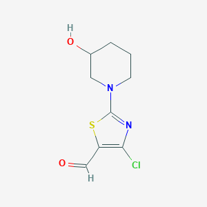 4-Chloro-2-(3-hydroxypiperidin-1-yl)thiazole-5-carbaldehyde chemical structure (CAS 1493942-59-8)