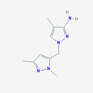 1-((1,3-Dimethyl-1H-pyrazol-5-yl)methyl)-4-methyl-1H-pyrazol-3-amine chemical structure (CAS 1494362-97-8)