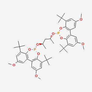 (+)-6,6'-{[(1R,3R)-1,3-Dimethyl-1,3-propanediyl]bis(oxy)}bis[4,8-bis(t-butyl)-2,10-dimethoxy-bibenzo[d,f][1,3,2]dioxaphosphepin] chemical structure (CAS 149646-83-3)