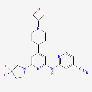 2-((6-(3,3-Difluoropyrrolidin-1-yl)-4-(1-(oxetan-3-yl)piperidin-4-yl)pyridin-2-yl)amino)isonicotinonitrile chemical structure (CAS 1496581-76-0)