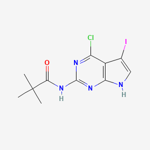 N-(4-Chloro-5-iodo-7H-pyrrolo[2,3-d]pyrimidin-2-yl)pivalamide chemical structure (CAS 149765-16-2)