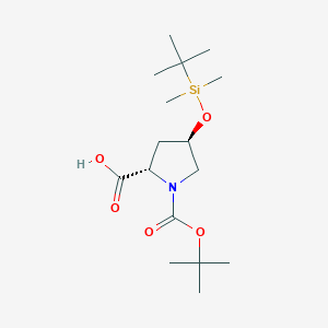 (2S,4R)-1-(tert-Butoxycarbonyl)-4-((tert-butyldimethylsilyl)oxy)pyrrolidine-2-carboxylic acid chemical structure (CAS 149814-40-4)