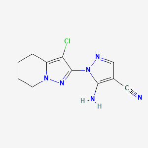5-Amino-1-(3-chloro-4,5,6,7-tetrahydropyrazolo[1,5-a]pyridin-2-yl)-1H-pyrazole-4-carbonitrile chemical structure (CAS 149978-57-4)