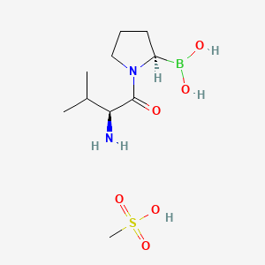 Methanesulfonic acid ((R)-1-((S)-2-amino-3-methylbutanoyl)pyrrolidin-2-yl)boronic acid (1:1) chemical structure (CAS 150080-09-4)