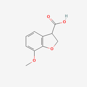 7-Methoxy-2,3-dihydrobenzofuran-3-carboxylic acid chemical structure (CAS 1503378-02-6)