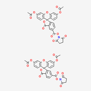 5(6)-Carboxyfluorescein diacetate succinimidyl ester chemical structure (CAS 150347-59-4)