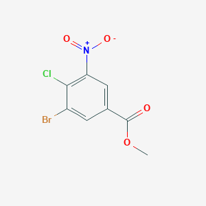 Methyl 3-bromo-4-chloro-5-nitrobenzoate chemical structure (CAS 1504888-15-6)