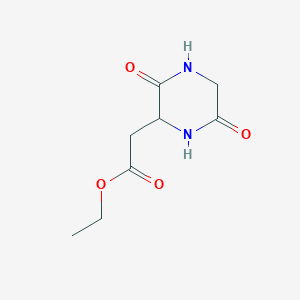 Ethyl 2-(3,6-dioxopiperazin-2-yl)acetate chemical structure (CAS 150502-31-1)