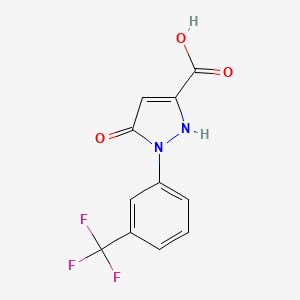 5-Hydroxy-1-(3-(trifluoromethyl)phenyl)-1H-pyrazole-3-carboxylic acid chemical structure (CAS 1505579-77-0)
