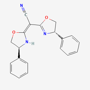 2-((S)-4-Phenyl-4,5-dihydrooxazol-2-yl)-2-((S)-4-phenyloxazolidin-2-ylidene)acetonitrile chemical structure (CAS 150639-33-1)