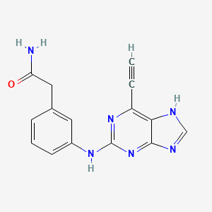 2-(3-((6-Ethynyl-9H-purin-2-yl)amino)phenyl)acetamide chemical structure (CAS 1507367-00-1)