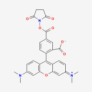 2-(3,6-Bis(dimethylamino)xanthylium-9-yl)-5-(((2,5-dioxopyrrolidin-1-yl)oxy)carbonyl)benzoate chemical structure (CAS 150810-68-7)