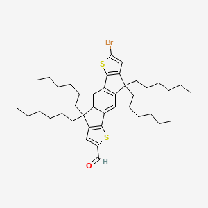 7-Bromo-4,4,9,9-tetrahexyl-4,9-dihydro-s-indaceno[1,2-b:5,6-b']dithiophene-2-carbaldehyde chemical structure (CAS 1509939-05-2)